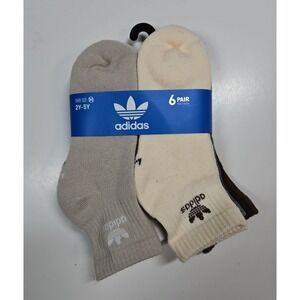 Adidas Originals Trefoil Quarter Socks 6 Pack Neutral Tones Youth Medium New